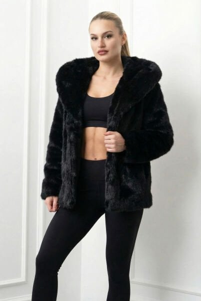 Glozmen Peluş Kürk Görünümlü Kadın Mont