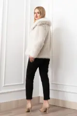 Glozmen Peluş Kürk Görünümlü Kadın Mont