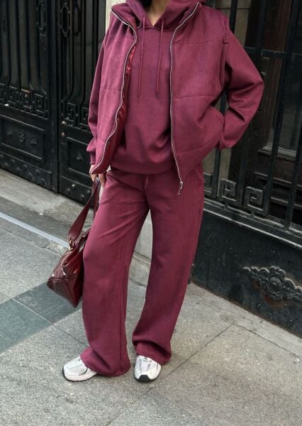 Kadın Üçlü Süet Eşofman Takım –