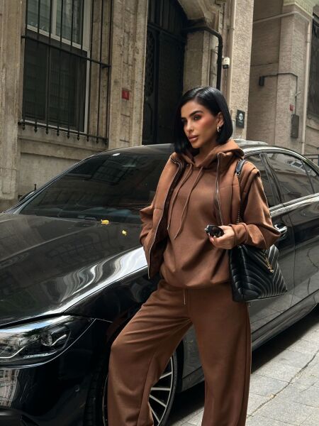 Kadın Üçlü Süet Eşofman Takım –