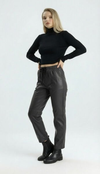 Glozmen İnce Şardonlu Deri Pantolon