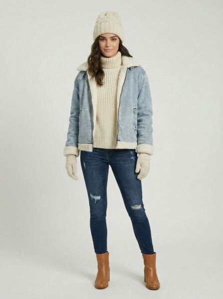 Glozmen Kürklü Denim ceket – Kışlık, Sıcak ve Şık Tasarım